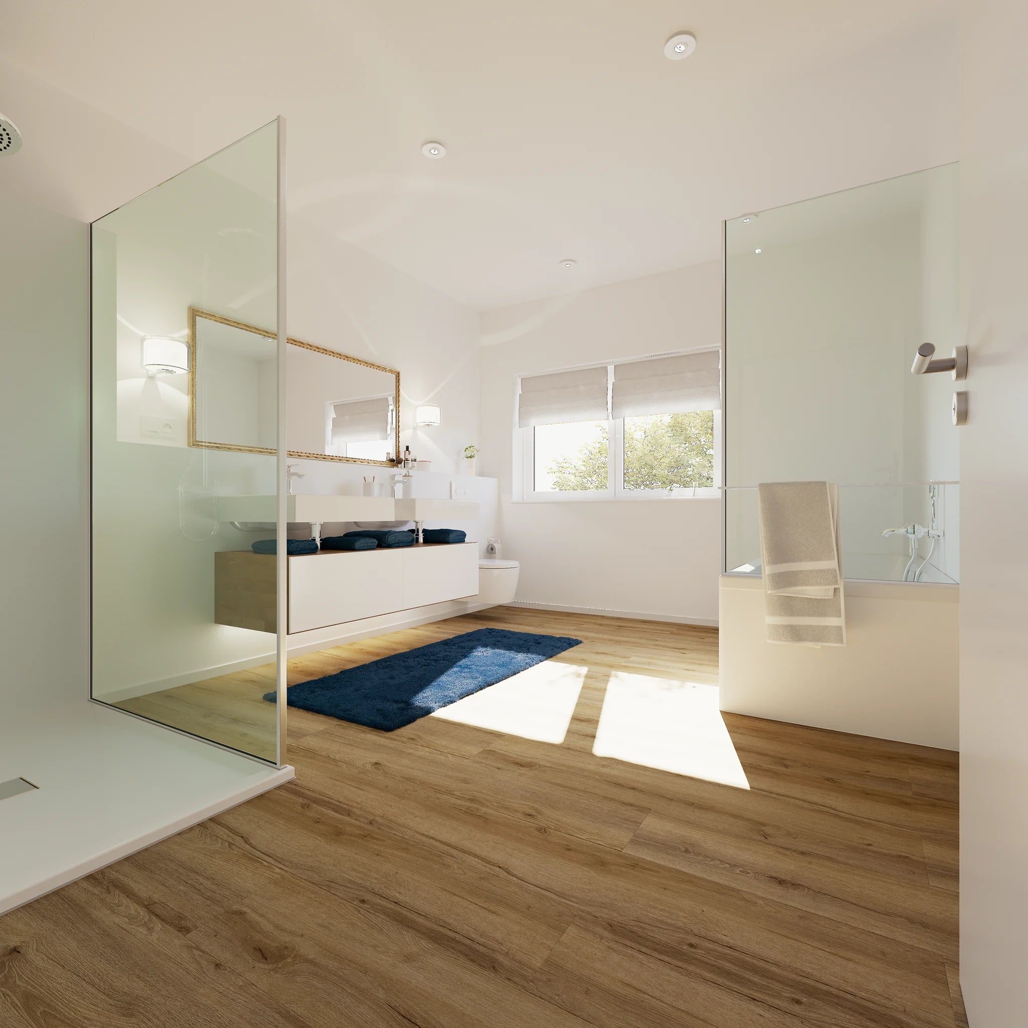 Badezimmer mit Klebevinyl Eiche Natur Lillehammer als Bodenbelag