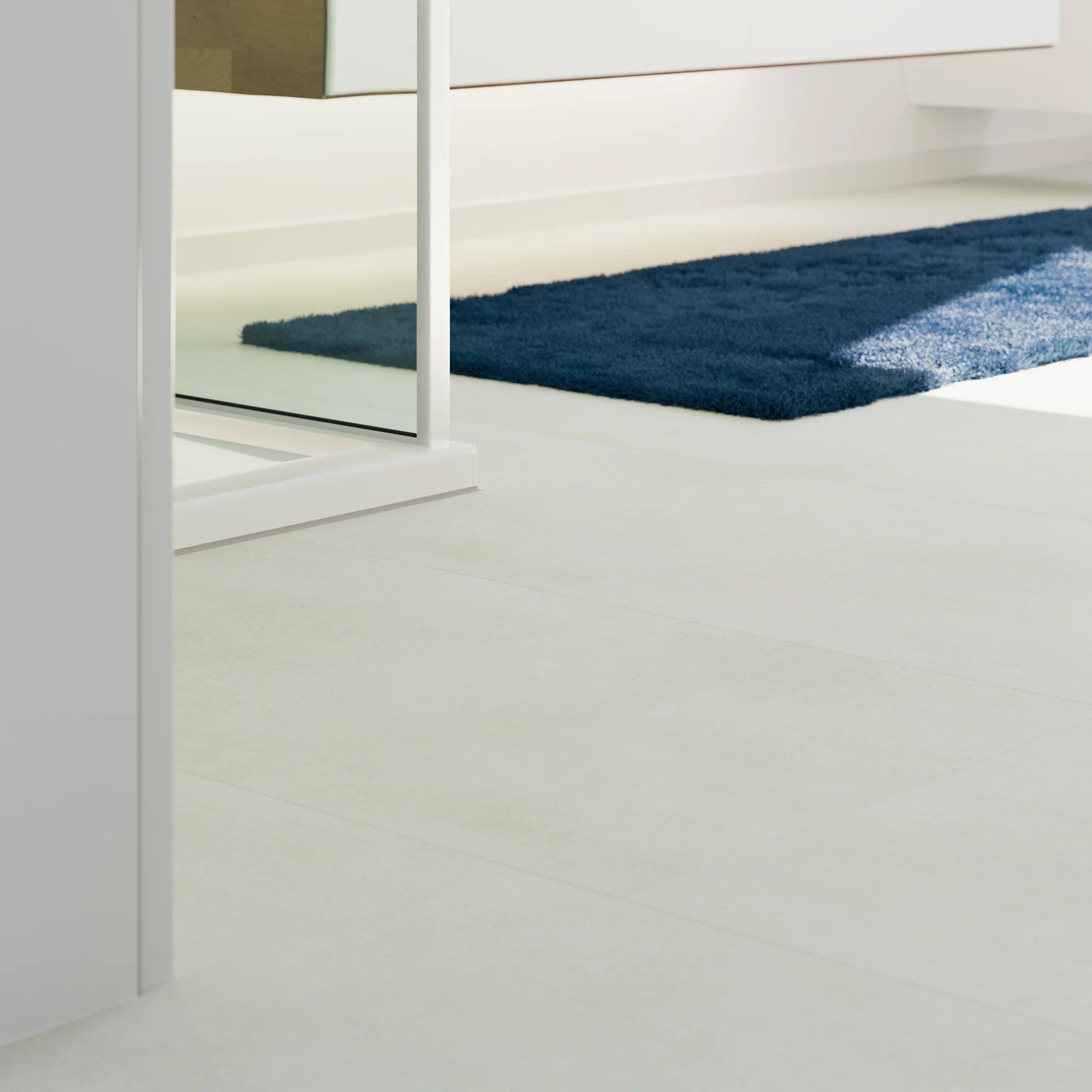 Detail der Dusche im Badezimmer mit Klebevinyl Beton Hell Gausdal