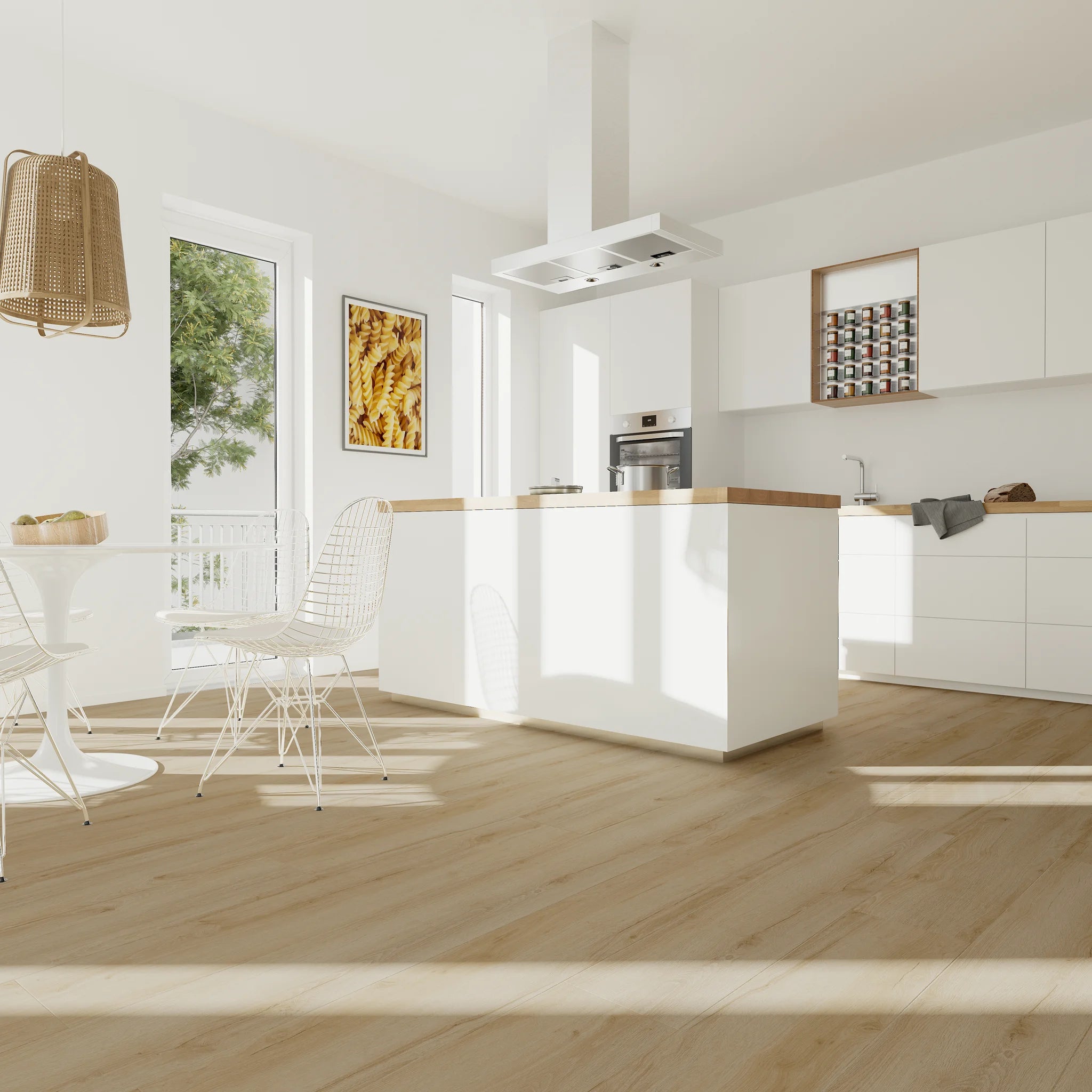 Kueche mit Klebevinyl Eiche Soft Øyer als Bodenbelag