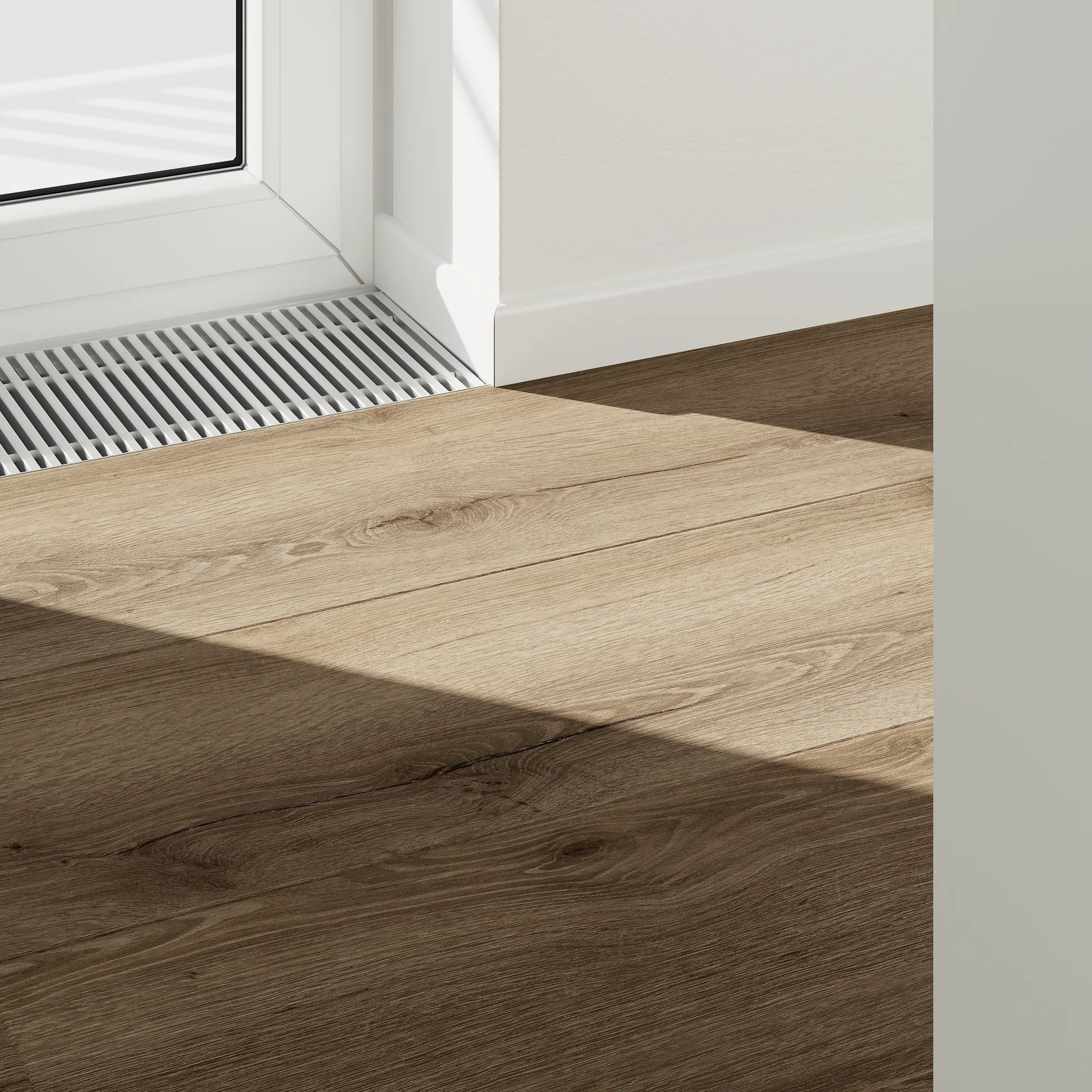 Kuechendetail mit Fenster und Klebevinyl Eiche Geraeuchert Vågå