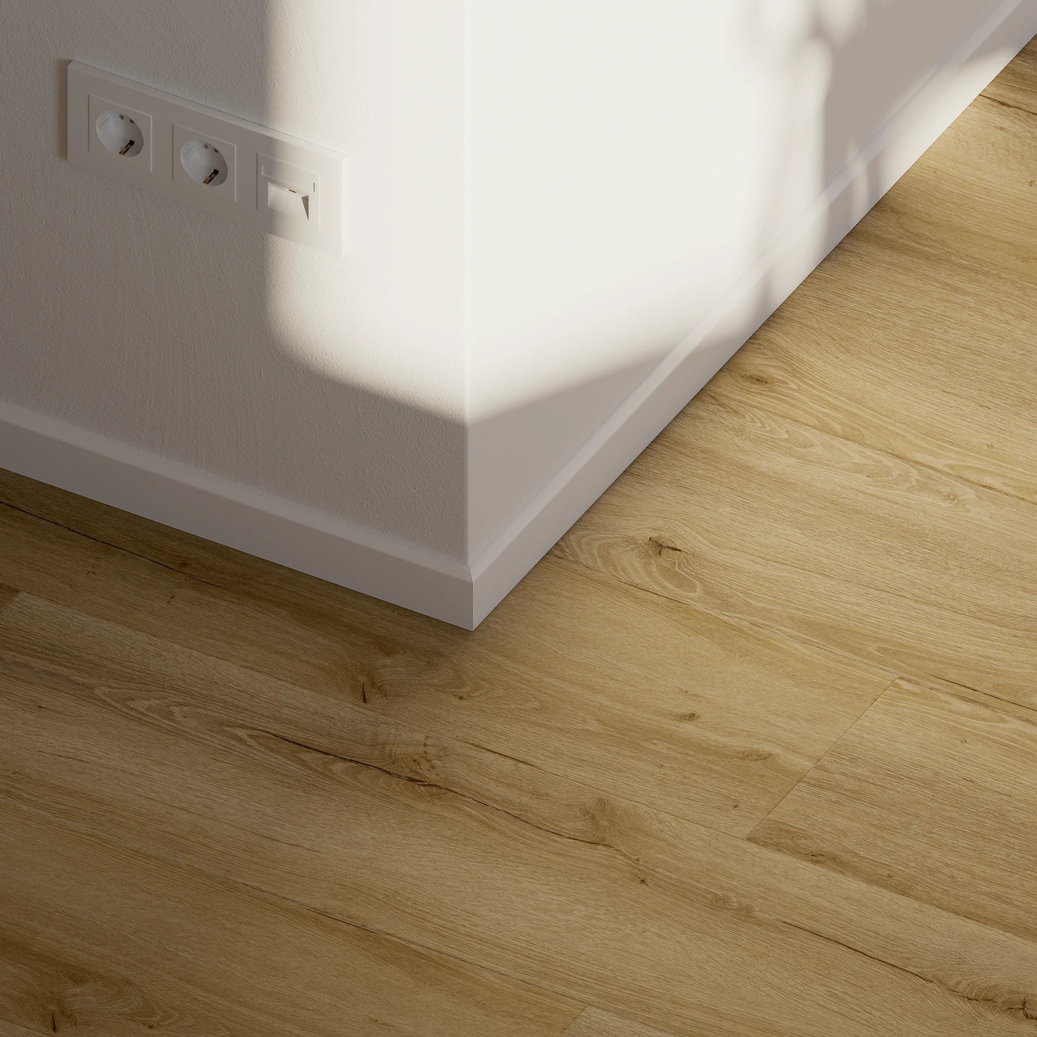 Wohnzimmerdetail einer Ecke – Klebevinyl Eiche Natur Lillehammer