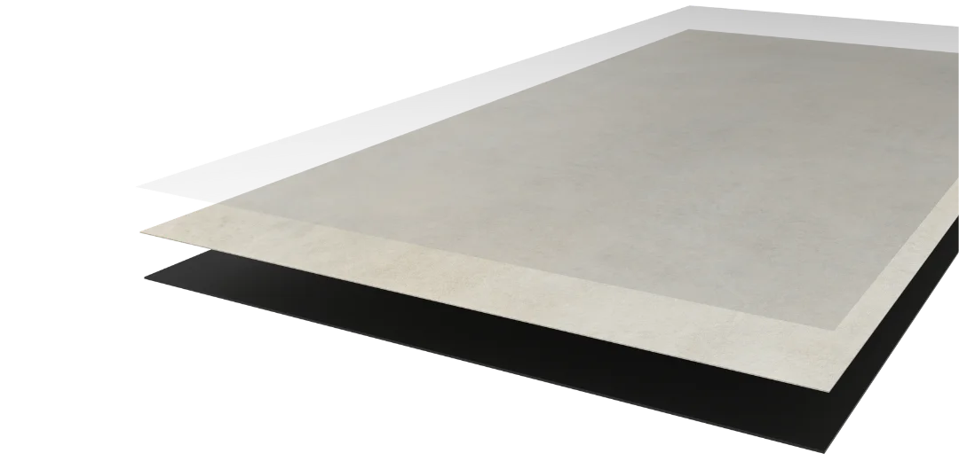 Aufbau der Fliese von Klebevinyl Beton Hell Gausdal